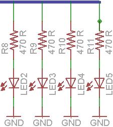 Şekil 14. LED dizisinin şematik çizimi Kontrol kartının şematik ve baskı devre çiziminin genel görünümü Şekil 15 ve Şekil 16 da verilmiştir.