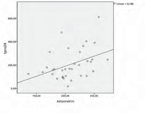 hasta sayısı (p=0,04), 4 saatlik idrarda mikroalbümin seviyesi (p<0,000), protein seviyesi (p<0,000), serum adiponektin seviyesi (p=0,04) ve serum albümin düzeyi (p=0,0) farklılıkları anlamlı
