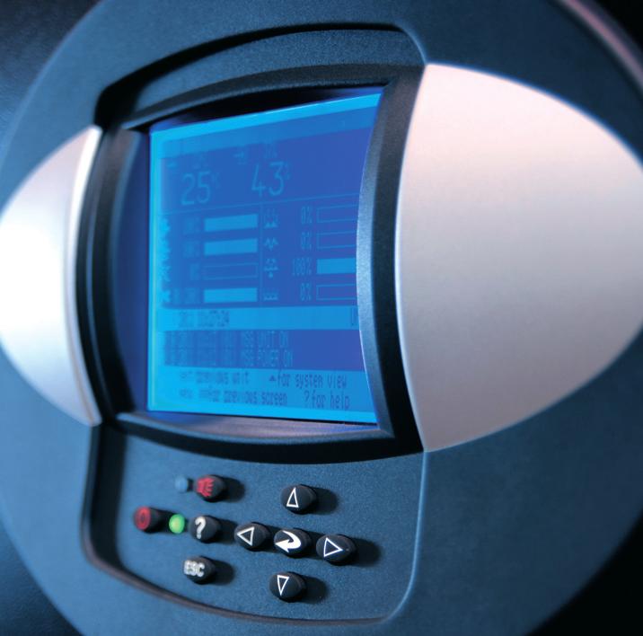 Vertiv ICOM kontrol graﬁk ekranlı Liebert PDX üniteleri, isteğe bağlı duvara monteli ekranla merkezi olarak izlenebilir ve denetlenebilir.