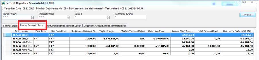 Üye Ekranları Risk ve Teminat İzleme Ekranı Hesaplanan marjinleri teminatlar ile karşılaştırdığımız ekran, Risk ve Teminat İzleme ekranıdır.