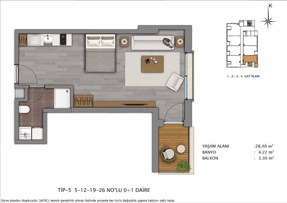 LU DAİRELER 1+0 DAİRE Brüt m 2 : 87,92 Brüt m 2 : 65,05 Net m 2 : 48,52 Net m 2 : 35,90 Daire planları ölçeksizdir.