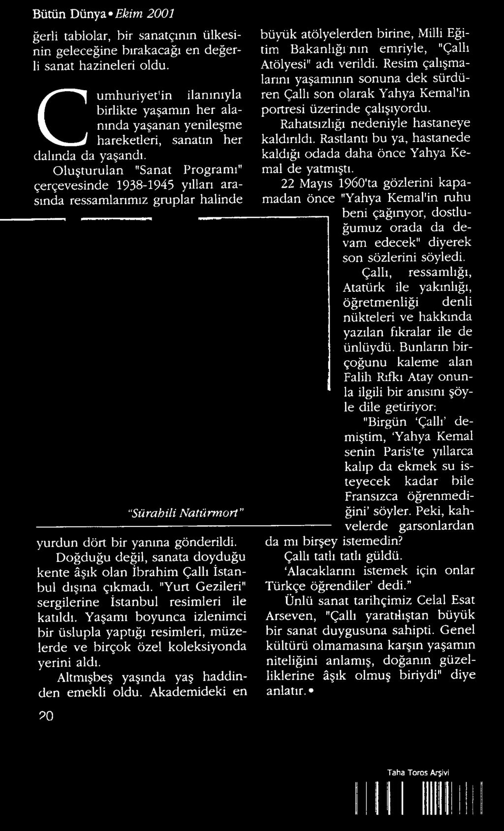 Yaşamı boyunca izlenimci bir üslupla yaptığı resimleri, müzelerde ve birçok özel koleksiyonda yerini aldı. Altmışbeş yaşında yaş haddinden emekli oldu. Akademideki en?