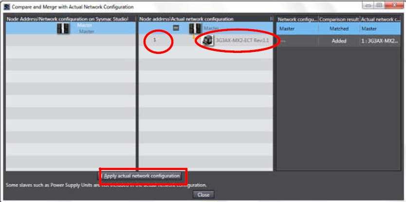 13. Daha sonra Compare and Merge with Actual Network Configuration penceresi açılır.