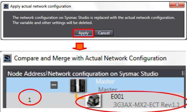 Son olarak Apply actual network Configuration tıklanarak projeye ağdaki bağlı