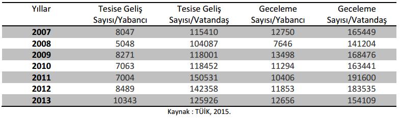 EDİRNE TURİZMİ Tablo 4.