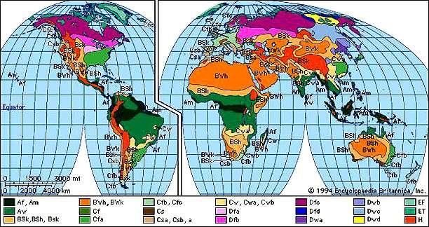 İklim Çeşitlerinin Dünya