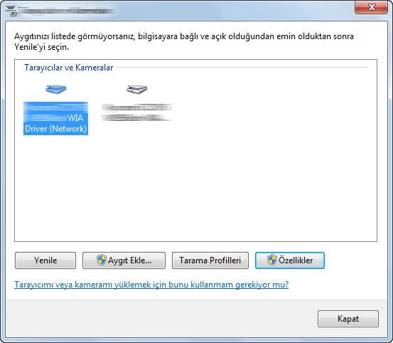 Makinenin Kurulması ve Ayarlanması > Yazılımın Kurulması WIA Sürücüsü Ayarı Bu makineyi WIA Sürücüsüne kaydedin.