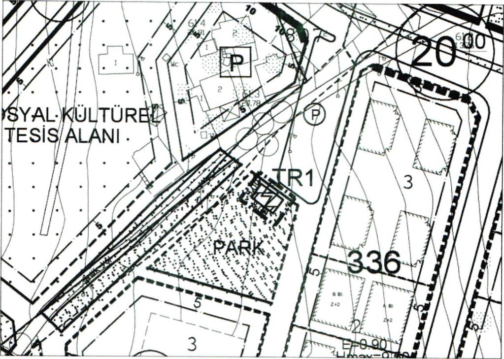 batısında bulunan park alanında trafo alanı önerilmiştir.