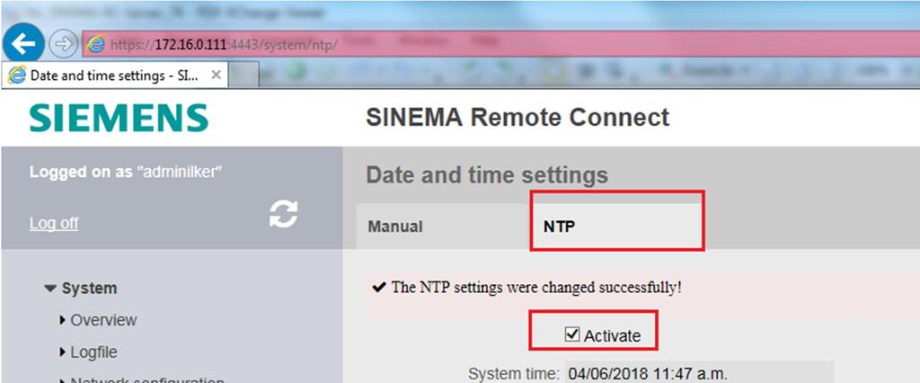 Date&Time settings menüsünden NTP ayar sayfası açılır.