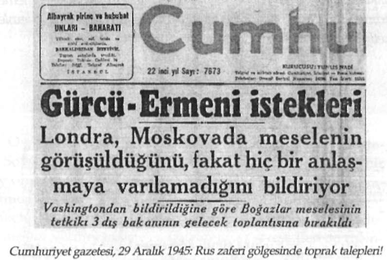 Yunus Zeyrek Yine aynı nüshada manşetin sol alt tarafında da Meclis Başkanı Kâzım Karabekir'in, "Boğazlar milletimizin boğazı, Kars yaylası bel kemiğidir..." sözü yer almaktadır.