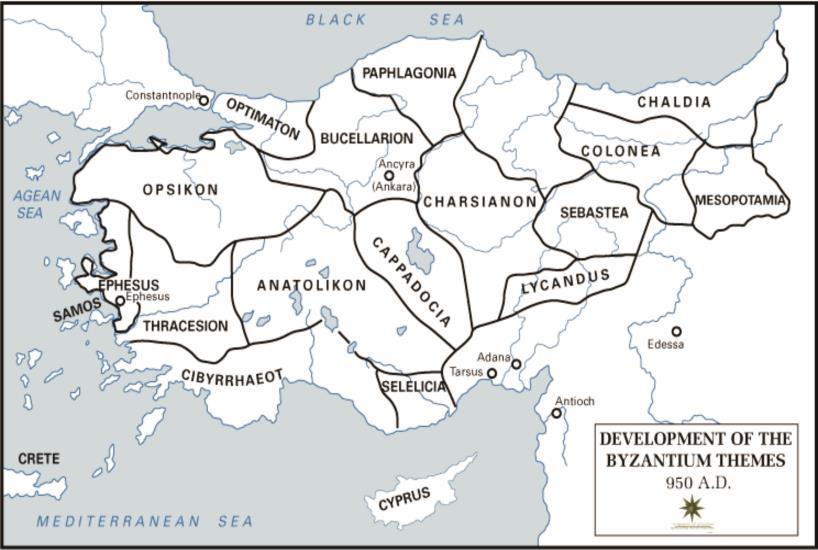 88 Anadolu Uygarlıklarında Yönetim isimlendirilmişlerdir. Optimaton (Optimati), Opsikion (Obsequium, Anatolikon ve Thrakesion ve Bukellarion (Bukellarii), Anadolu da kurulan themalardandır.