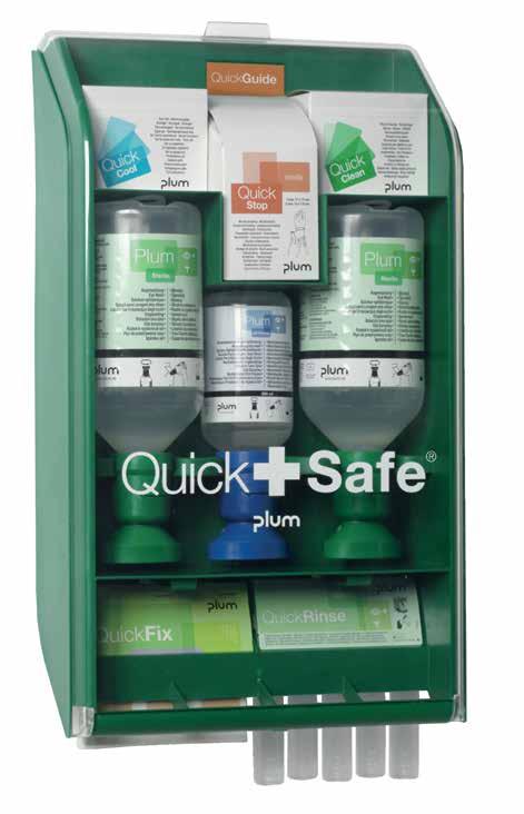 Bu ürünleri modern bir QuickSafe ilk yardım istasyonunda bir arada bulabilir ya da istasyon içini kendi seçtiğiniz ürünler ile doldurabilirsiniz.