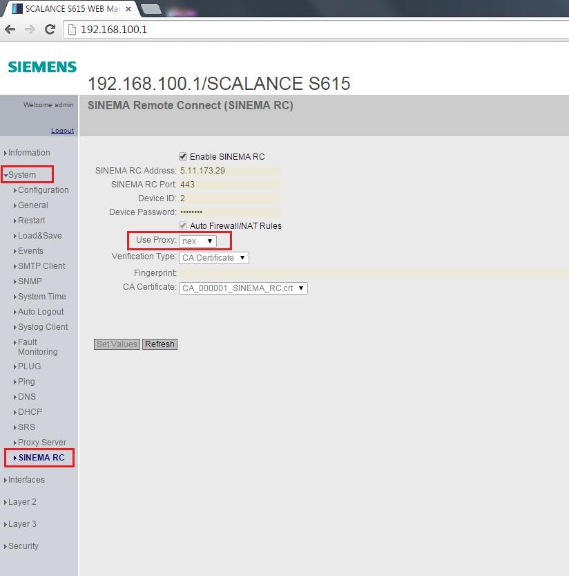 5. SCALANCE S615 İnternet Üzerinden Erişim EK BİLGİ Proxy Server Bazı işletmeler, internet erişimi için Proxy Server kullanabilmektedir.