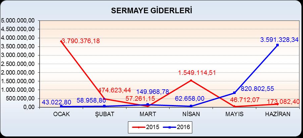 739,27 TL gerçekleşmiş olan sermaye giderleri içinde en yüksek harcama 3.878.