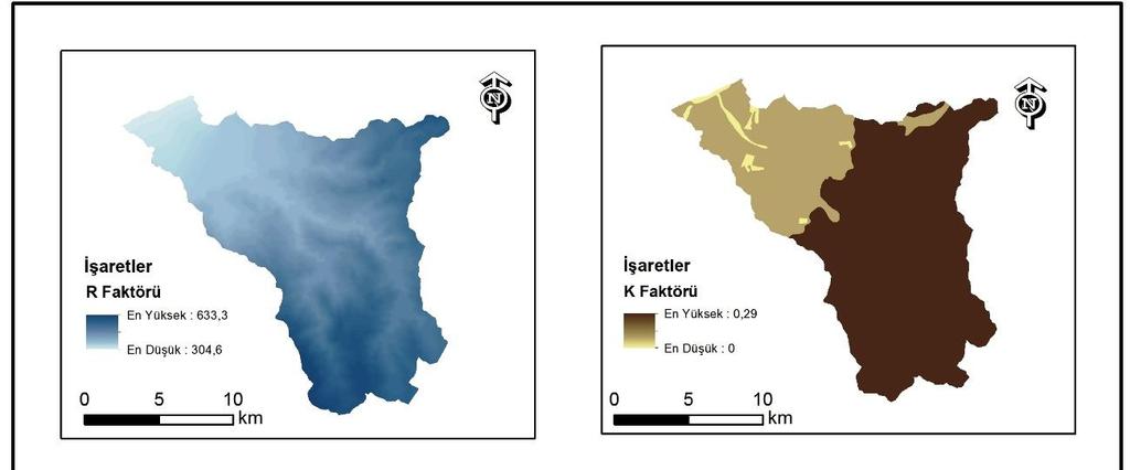ZİLLİ DERE HAVZASI NDA (İSKENDERUN) CBS TABANLI EROZYON DUYARLILIK ANALİZİ Şekil 3. İnceleme alanındaki erozyonu tahminde kullanılan parametreler 5.