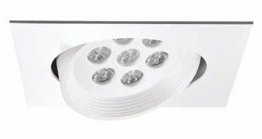 STAR Ankastre aygıtlar / Recessed luminaires Metal dış çerçeve Alüminyum enjeksiyon soğutucu ve çerçeve Dikey eksende 40 ve yatay eksende 350 yönlendirilebilir 22-36 ışık açısı veren optik lens