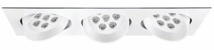 STAR Ankastre aygıtlar / Recessed luminaires 22 36 Metal dış çerçeve Alüminyum enjeksiyon soğutucu ve çerçeve Dikey eksende 40 ve yatay eksende 350 yönlendirilebilir 22-36 ışık açısı veren optik lens