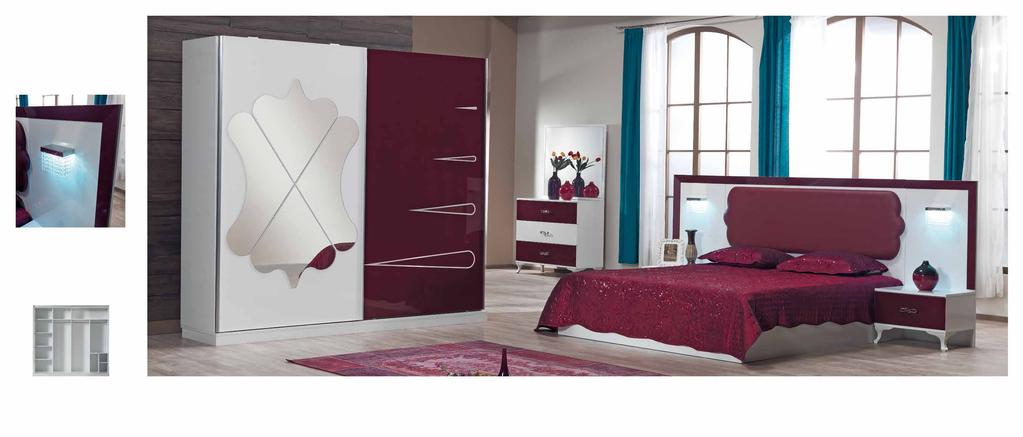 70 71 feriha-ii Yatak Odası / Bedroom Dolap / Wardrobe G.W.2400 Y.H.2200 D.D.600 Şifonyer / Dresser G.W.1100 Y.H.1800 D.D.430 Karyola / Bedstead G.W.2440 Y.H.1250 D.D.2040 Komodin / Commode G.