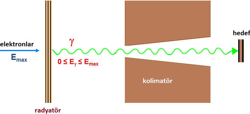Şekil 1.15. Bremsstrahlung deney şeması Fizikte, bremsstrahlung fotonlarla önemli çalışmalar yapılabilmektedir.