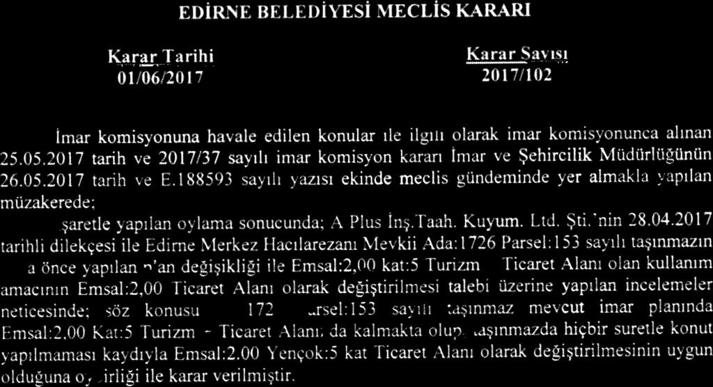 El)!. 01/06120.1. (ES! MECLİS KARARI Karar Sat 3017/1.