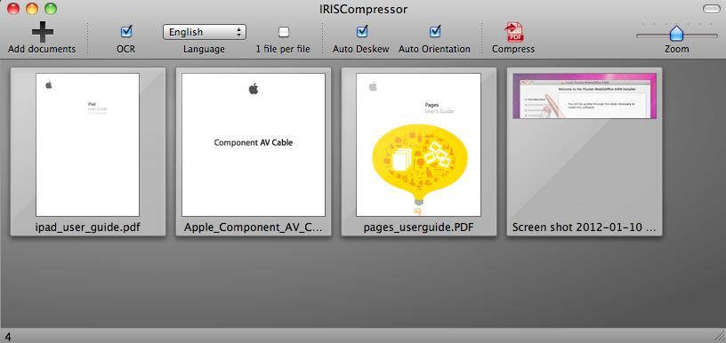 Adım 1: IRISCompressor'e belgeler eklemek için Dosyalarınızı IRISCompressor arabirimine sürükleyip bırakabilirsiniz.