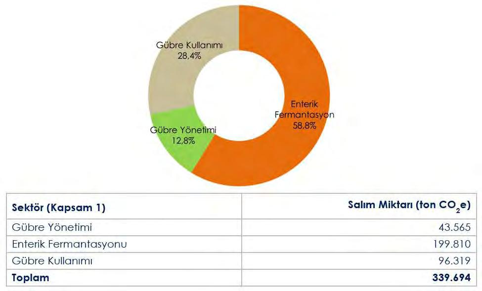 kullanımı, gübre yönetimi ve enterik fermantasyon salımları hesaplanmıştır.