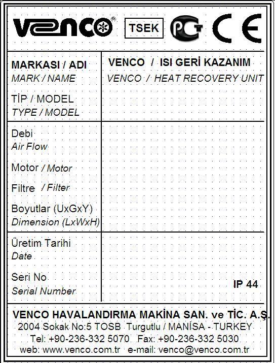 2.5. Montajda Dikkat Edilecekler VENCO VMK-VMH Mutfak Fanları için sipariş aşamasında, VENCO tarafından bildirilen kanal tipi fan ağırlık ve boyutlarını, cihaz montajının yapılacağı ve taşınacağı