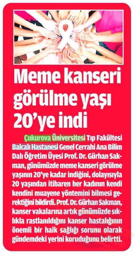 MEME KANSERI GÖRÜLME YASI 20 YE INDI Yayın Adı : Milat