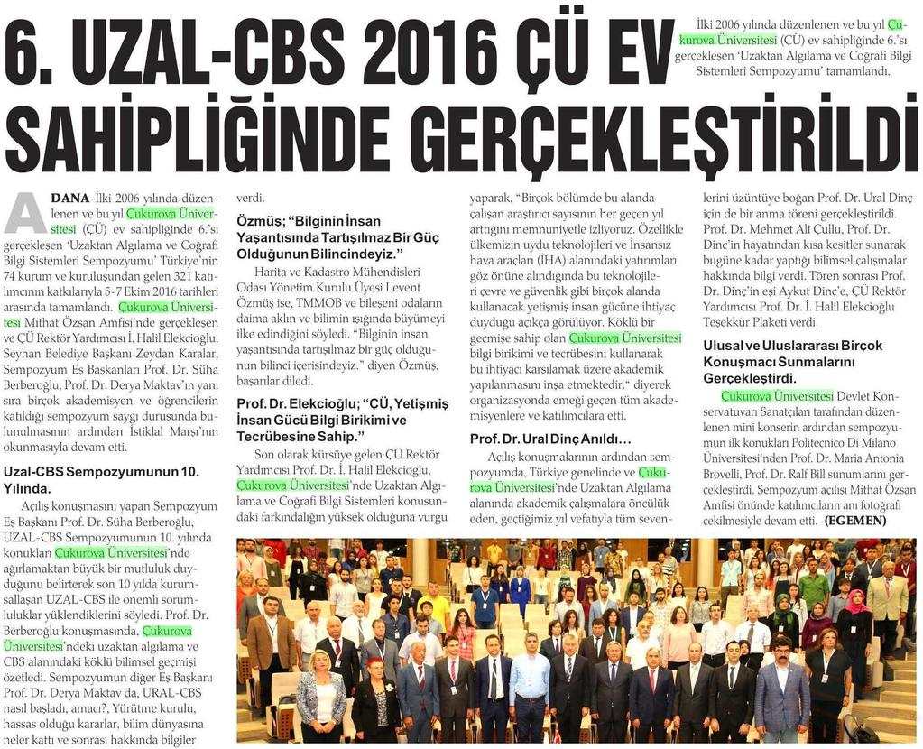 6. UZAL-CBS 2016 CU EV SAHIPLIGINDE GERÇEKLESTIRILDI Yayın Adı :