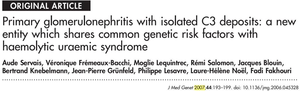19 sıra dışı GN hastası 7 hastada C3Nef, 3 hastada faktör H, 2 hasta faktör I, bir hasta MCP mutasyonu