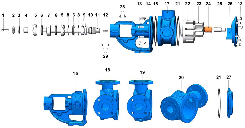 YK2'' YKF2'' YKYF2' YEDEK PARÇA LİSTESİ / SPARE PARTS LIST MEKANİK SALMASTRALI, CEKETLİ VE KÖR KAPAKLI / SEALED WITH MECHANICAL SEAL, JACKETED, AND WITH BLIND COVER KAMA 8x7x50 AB COUPLING KEY 8x7x50