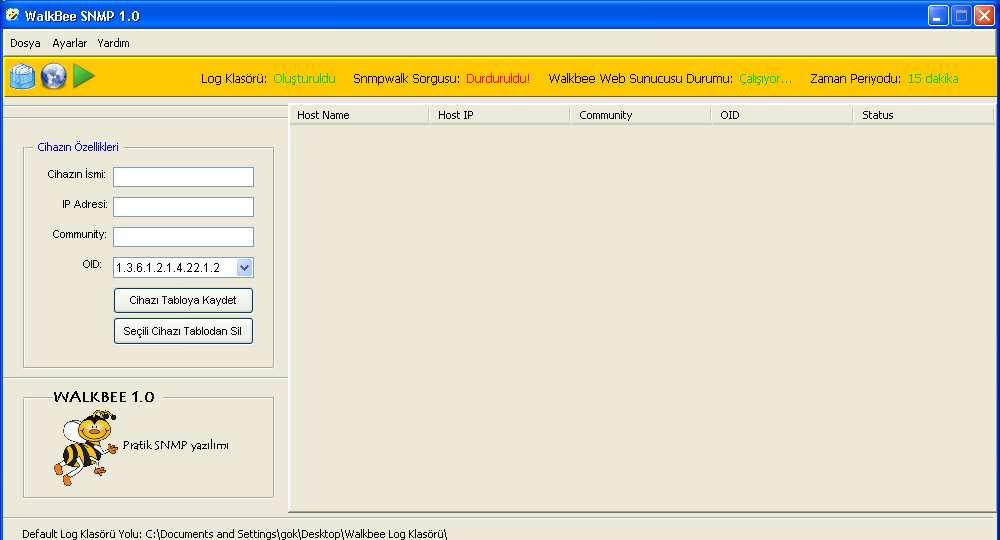Merkez Yönlendirici ARP Tablosu Çözümü: WalkBee Bu amaçla geliştirdiğimiz SNMP Walk loglama yazılımı WalkBee Java programlama dili ile geliştirilmiş