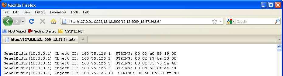 Web Arayüzü: ARP Tablosu SNMP logu