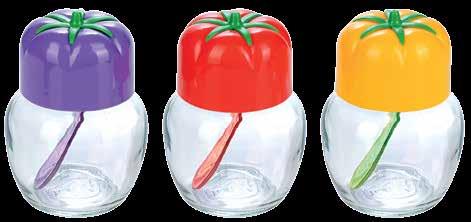 Baharatlıklar / spice jars Tosca 131042 300 cc Baharatlık / Spice Jar 0,014 m 3 4,8 kg 24 Adet / Pieces Stand / Display Box Tosca 131041 300 cc Desenli Baharatlık / Decorated