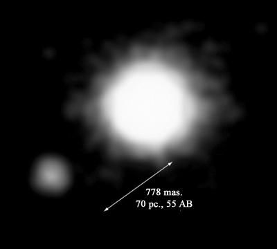 ötegezegenin görüntülenmesi beklenmektedir. Şekil 2.2 Kahverengi cüce 2M1207 in yanında görüntülenen dev ötegezegen adayı (Chauvin vd.
