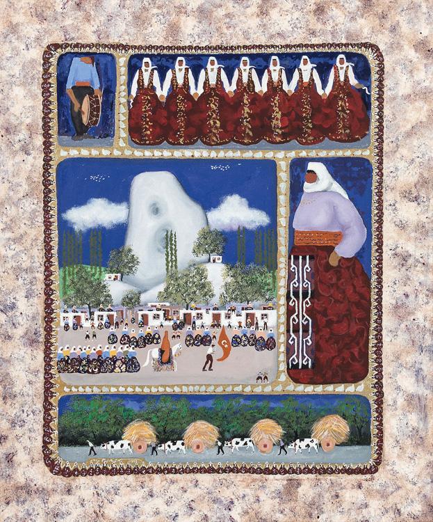 37 Resim 35: Mehmet Pesen, Düğün Alayı, T.Ü.Y.B., 60 x 50 cm., 1999 Minyatürün çağdaş yorumları ve minyatür esinleri günümüz Türk resmine de yansımıştır.