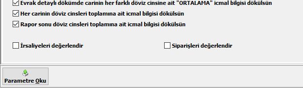 Raporu tekrar baştan almak istediğimizde ise; ilgili rapor ekranını açtıktan sonra ekranın sol alt kösesinde bulunan