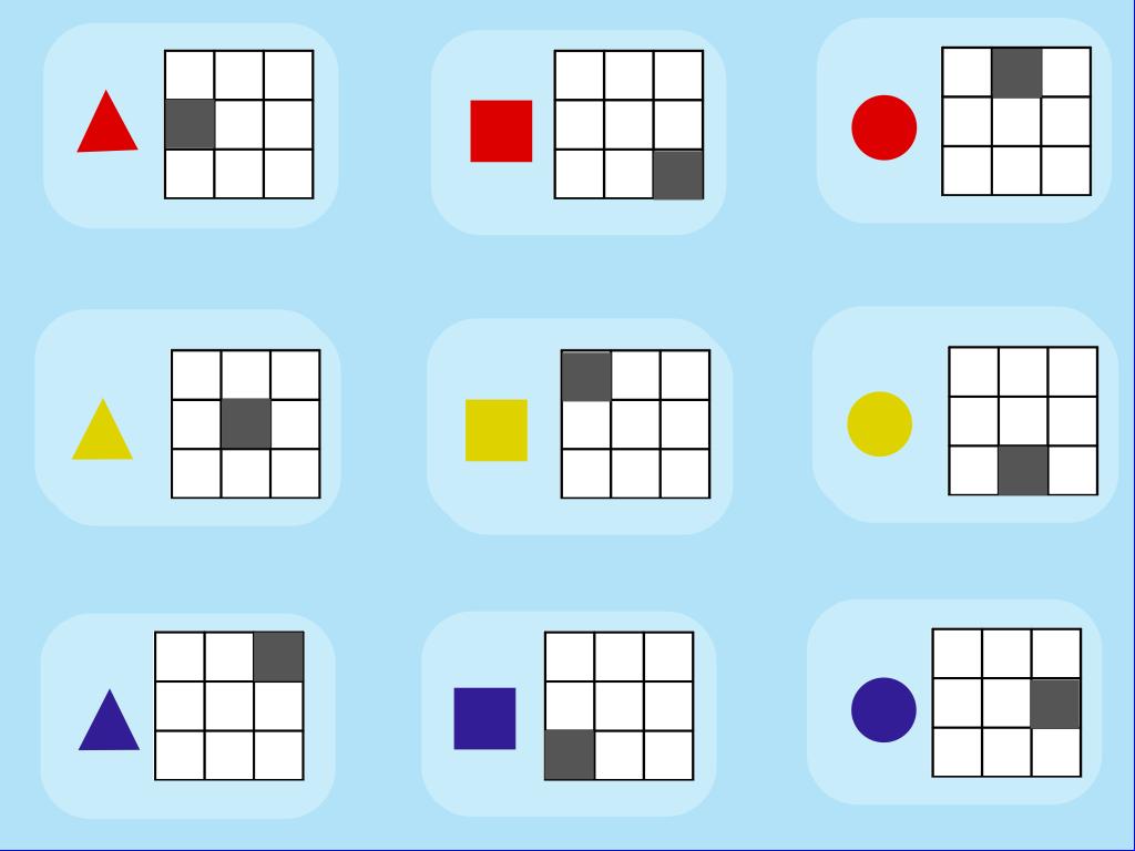 1-4 Oyunun ipuçlarını değerlendirmeye dayalı olduğunu bilir. 1-5 Oyun tahtasında bulunan kare sayısını ve geometrik parçaları renklerini belirtir. 1-6 Taşları rastgele yerleştirmeyeceğini bilir.