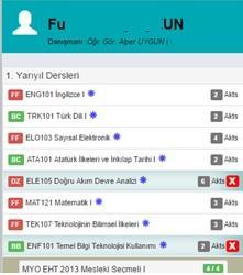 Müfredat Yılı: Sorumlu olduğunuz derslerinizin ders plan yılını belirtir.