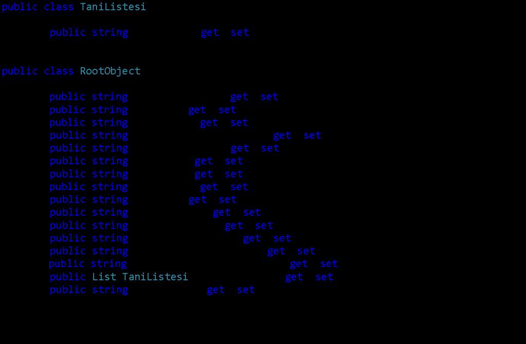 .Net ile JSON Nasıl Oluşturulur?.Net programlama dili ile yazılmış olan HBYS ve AHBS uygulamalarında kullanılmak üzere hazırlanmış kod örneği bu başlık altında verilmiştir.