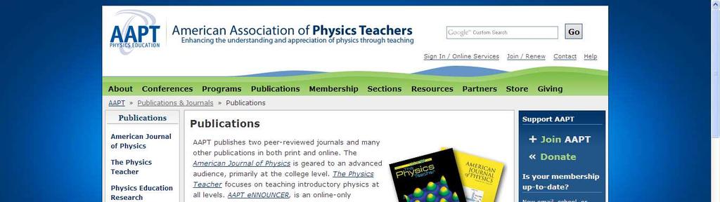 AAPT Publication AAPT Publications a ait abonelik