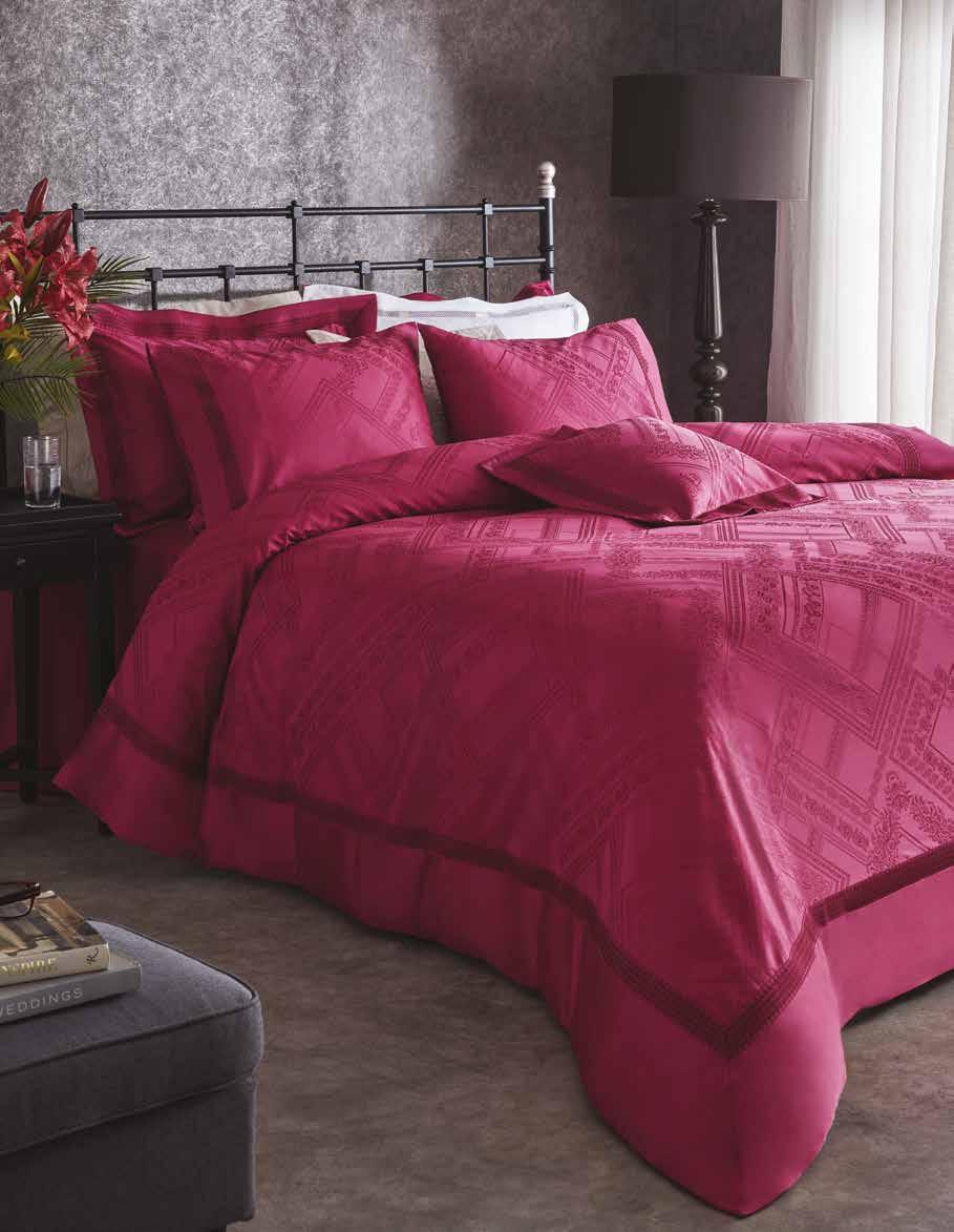 Vallerie Bedspread Set Plain Dyed Jacquard, Face Fabric: 100% Pima Cotton 675 TC, Filling: 100% Polyester Colour: Fuchsia, Stone 270x260 cm Bedspread, 50x70 cm Volant Pillowcase (2 Pcs.