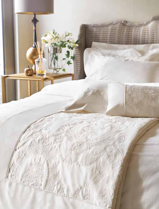 Fabric: 100% Pima Cotton 675 TC, Filling: 100% Polyester Colour: Ecru 270x260 cm Bedspread, 50x70 cm Volant Pillowcase (2 Pcs.) 30x50 cm Decorative Pillowcase (1 Pc.