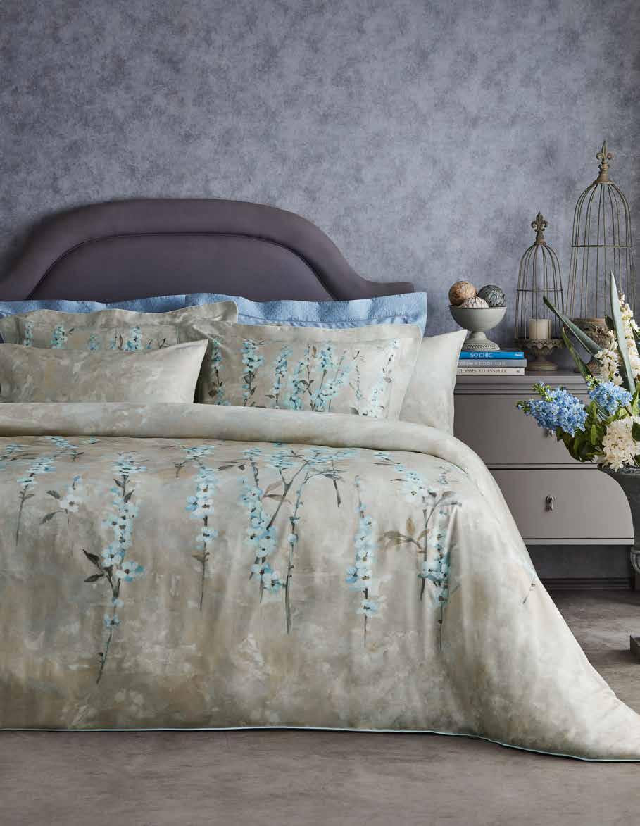 Sambre Bed Linen Digitally Printed Sateen, 100% Cotton 310 TC, Colour: Blue Duvet Cover,