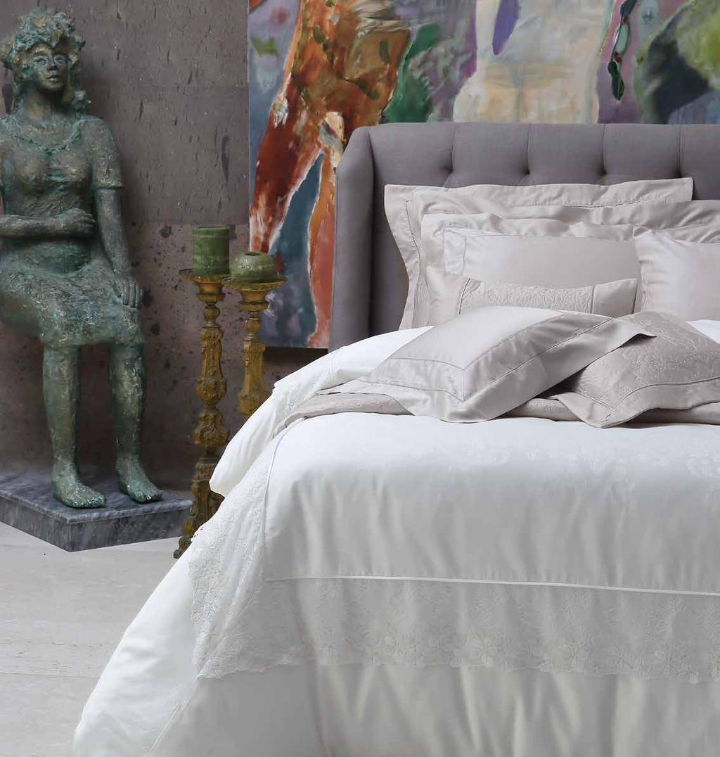 Laurette Bed Linen Plain Dyed Jacquard, 100% Pima Cotton 675 TC, Colour: White, Stone Duvet