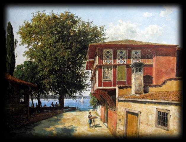 Pembeli Ev (Resim 12) isimli bu boya resim de Hoca Ali Rıza nın Boğaz ve çevresini ele aldığı yapıtlarından biridir. Boğaz, bir manada orman, koru ve bahçe demekti.