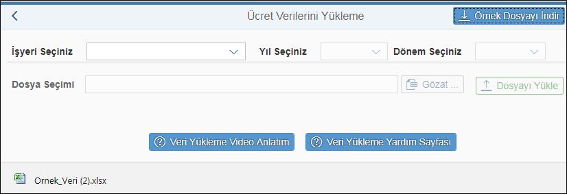 5. Veri Yükleme Ücret Verilerini Yükleme 1 2 Ücret verisi yüklemesi yapılmadan önce desen yapısını