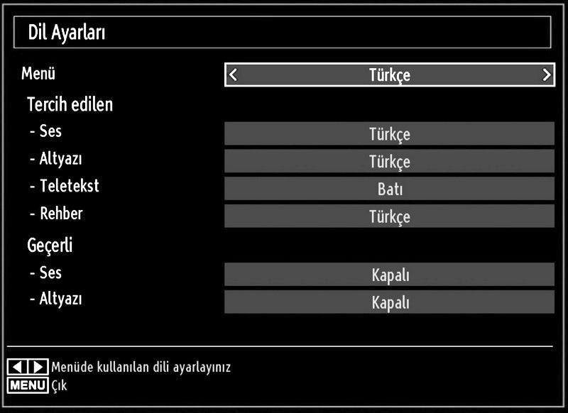 Diğer Ayarlar: TV setinin diğer ayar seçeneklerini görüntüler. Koşullu Erişim Modülünü Kullanma ÖNEMLİ: CI (Ortak Arayüz) modülünü sadece TV KAPALI konumdayken takınız veya çıkartınız.