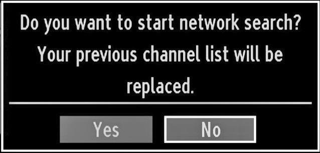 be asked. Select Yes to continue or select No to cancel. If you start Digital Aerial scan process, automatic scanning will start. You can press MENU button to cancel.