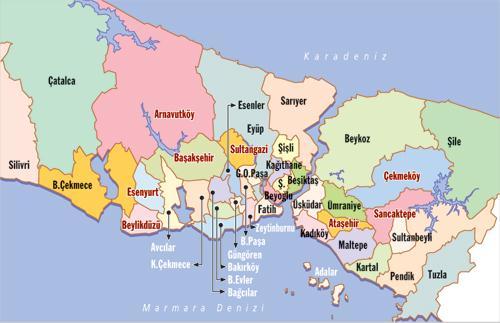İstanbul, Türkiye nin kuzeydoğusunda yer alır.